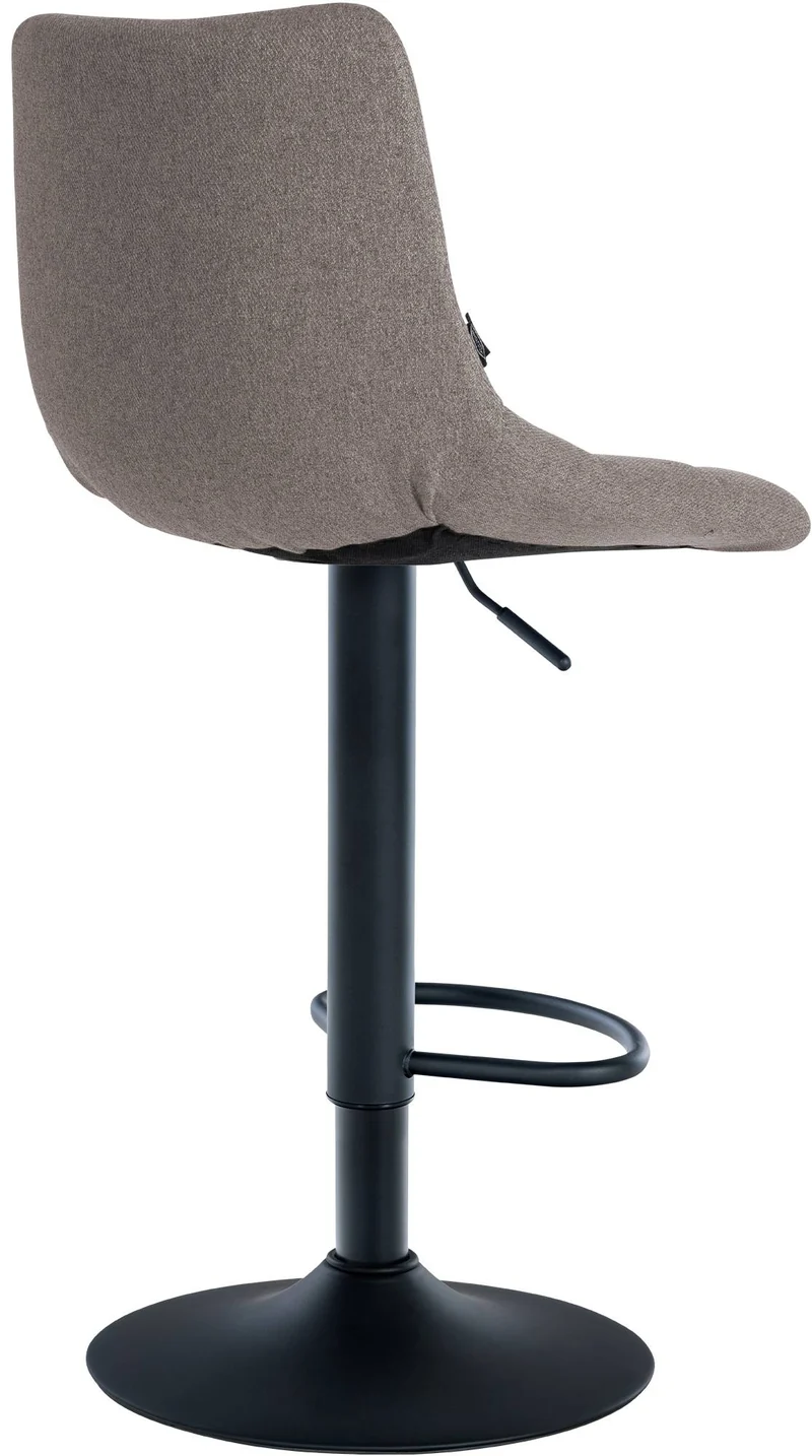 Tabouret de bar x1 moderne en tissu gris motif matelassé piètement trompette métal noir 10_0005854