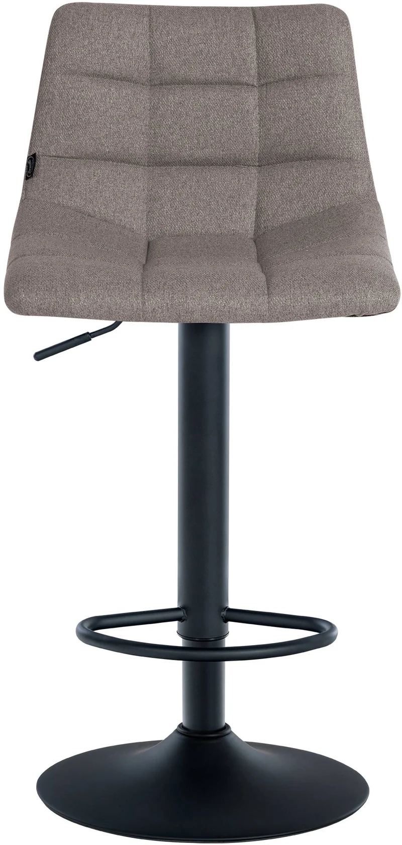 Tabouret de bar x1 moderne en tissu gris motif matelassé piètement trompette métal noir 10_0005854