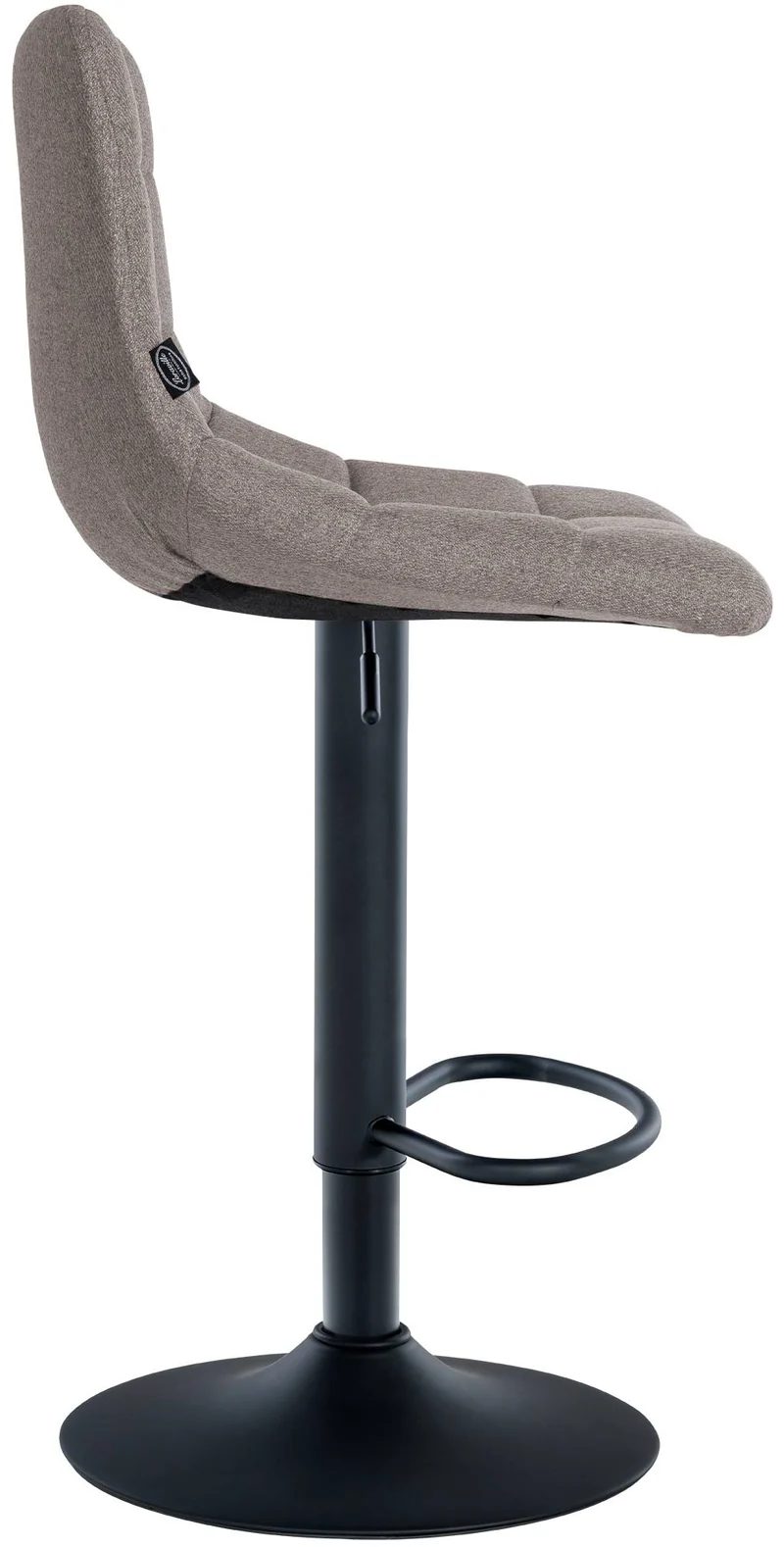 Tabouret de bar x1 moderne en tissu gris motif matelassé piètement trompette métal noir 10_0005854