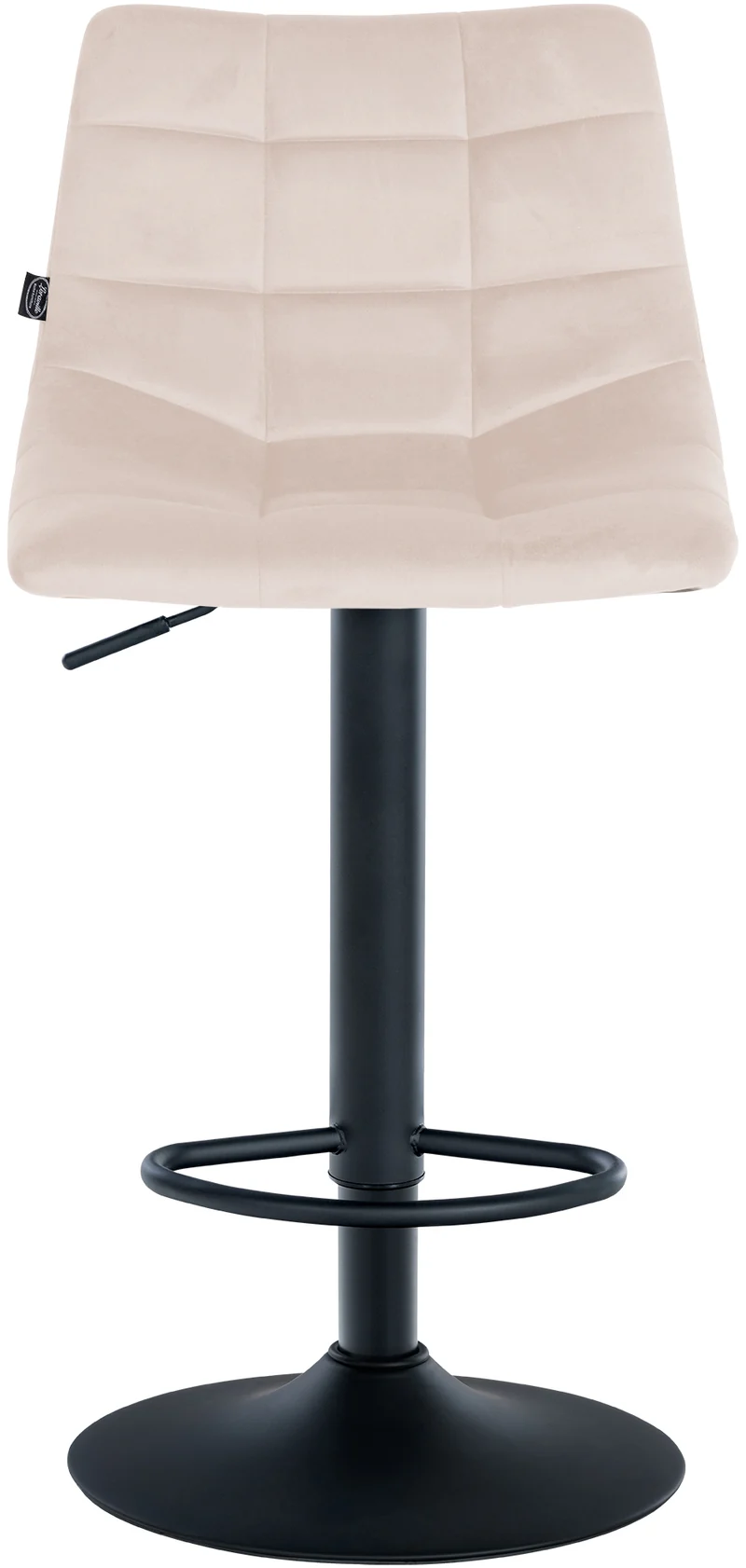 Tabouret de bar x1 moderne en velours crème motif matelassé piètement trompette métal noir 10_0005666