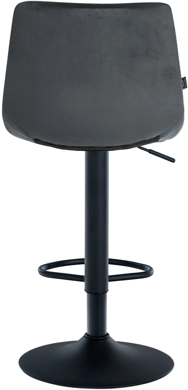 Tabouret de bar x1 moderne en velours noir motif matelassé piètement trompette métal noir 10_0005665