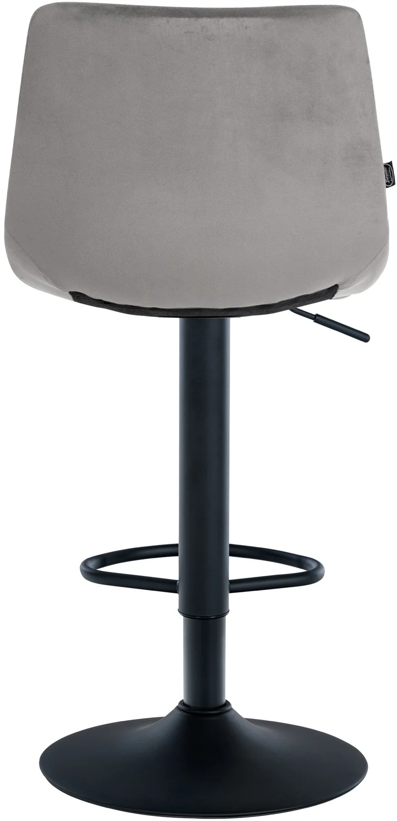 Tabouret de bar x1 moderne en velours gris motif matelassé piètement trompette métal noir 10_0005664