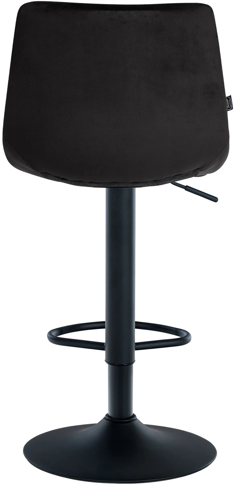 Tabouret de bar x1 moderne en velours noir motif matelassé piètement trompette métal noir 10_0005661