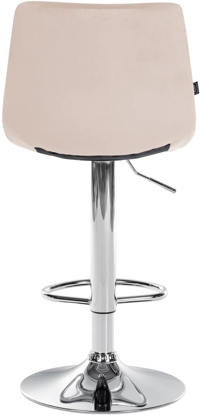 Tabouret de bar x1 moderne en velours crème motif matelassé piètement trompette métal chromé 10_0005660