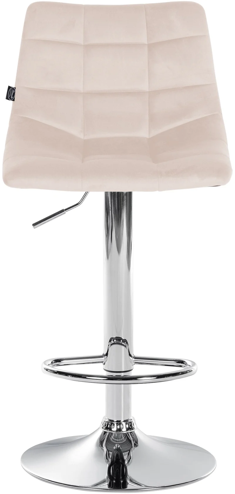 Tabouret de bar x1 moderne en velours crème motif matelassé piètement trompette métal chromé 10_0005660