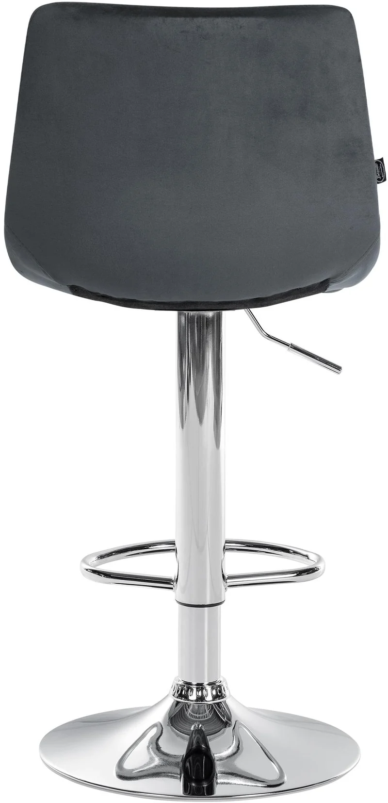Tabouret de bar x1 moderne en velours gris motif matelassé piètement trompette métal chromé 10_0005659
