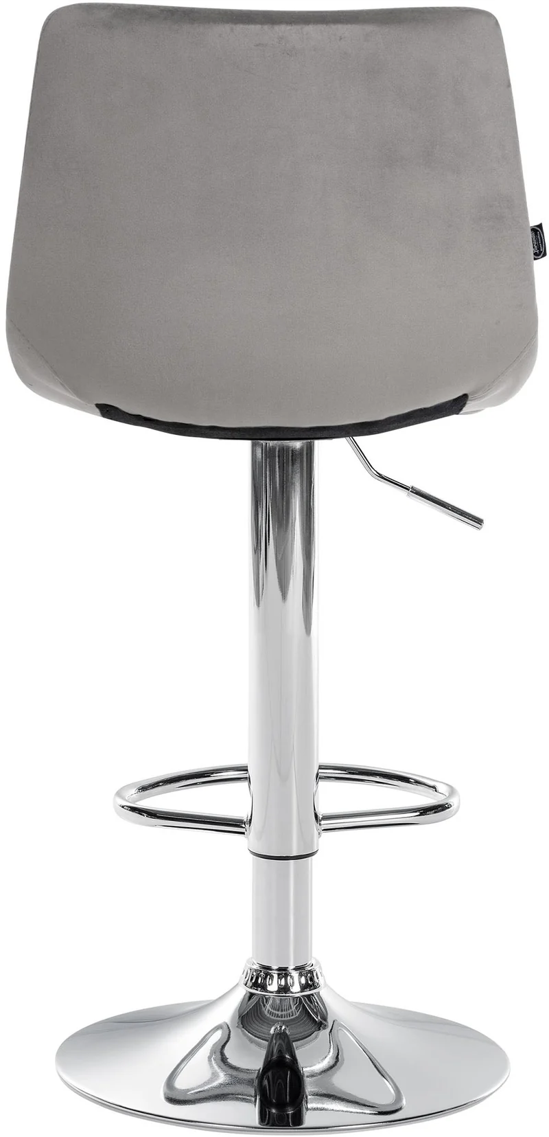 Tabouret de bar x1 moderne en velours gris motif matelassé piètement trompette métal chromé 10_0005658