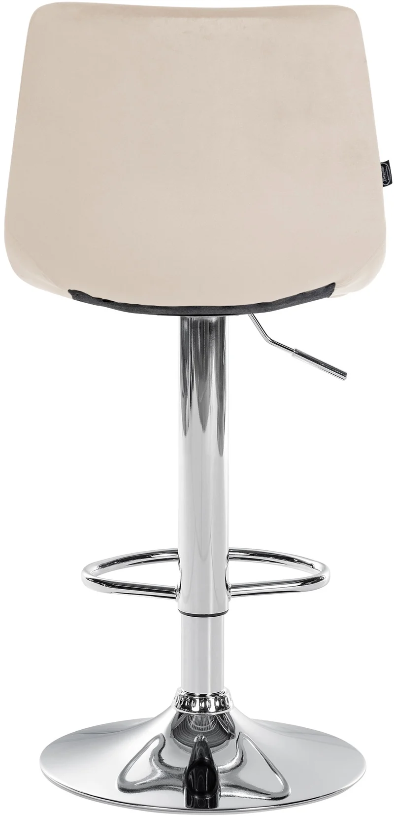 Tabouret de bar x1 moderne en velours crème motif matelassé piètement trompette métal chromé 10_0005657