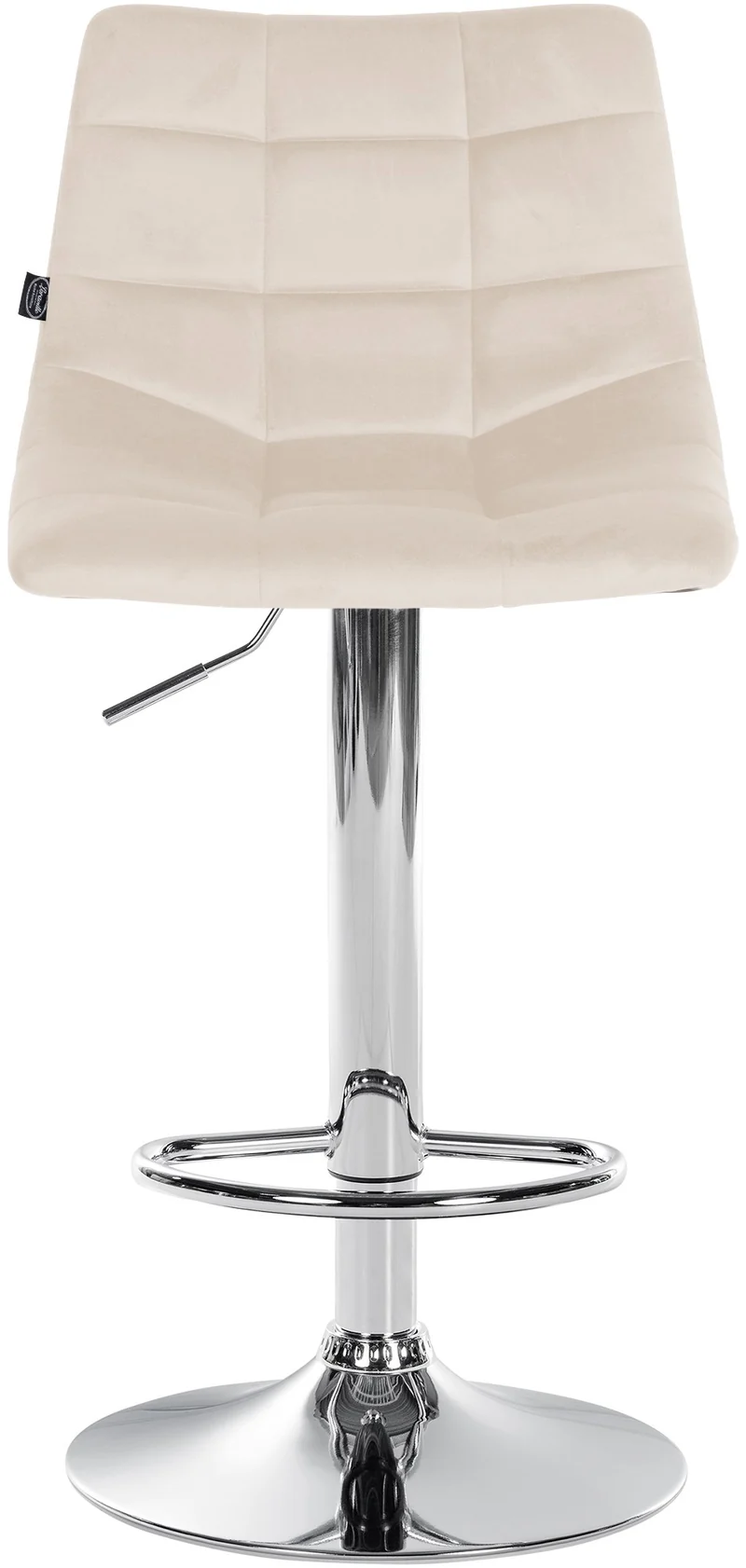 Tabouret de bar x1 moderne en velours crème motif matelassé piètement trompette métal chromé 10_0005657