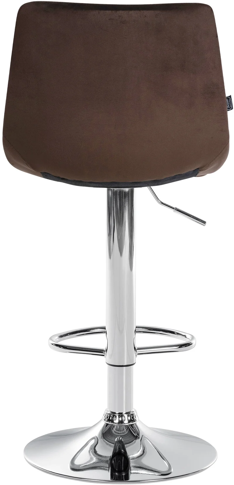 Tabouret de bar x1 design minimaliste motif matelassé en velours marron et pieds en métal chromé 10_0005656