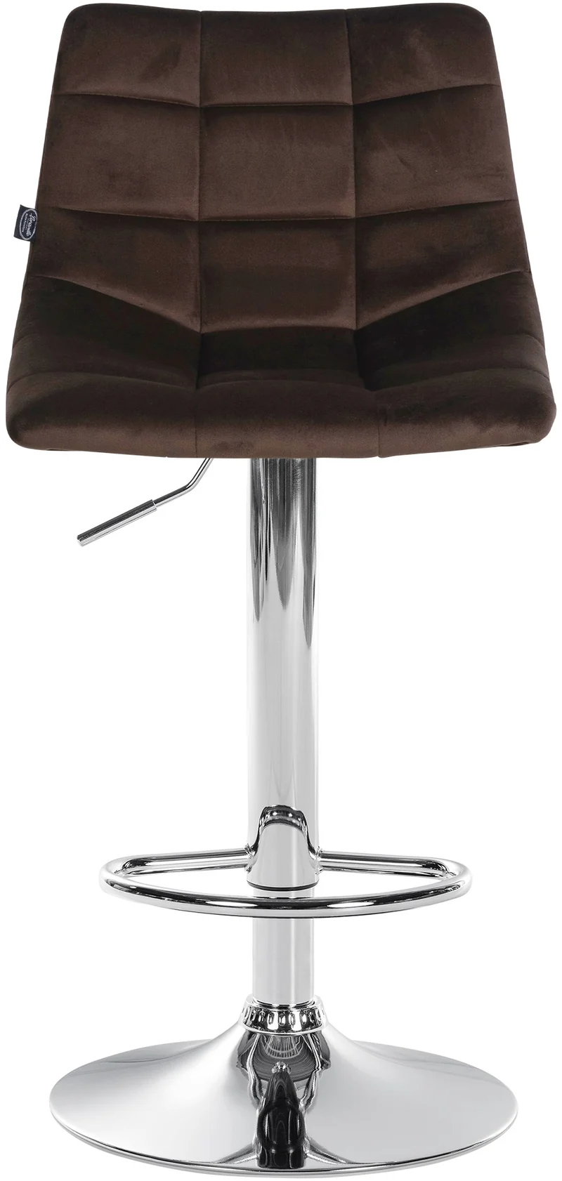 Tabouret de bar x1 design minimaliste motif matelassé en velours marron et pieds en métal chromé 10_0005656