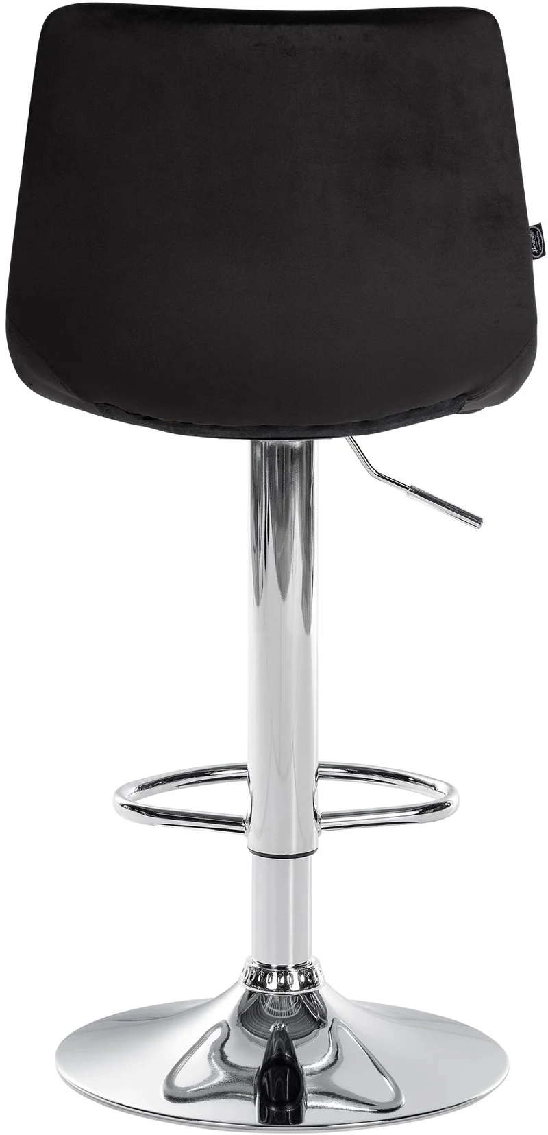 Tabouret de bar x1 moderne en velours noir motif matelassé piètement trompette métal chromé 10_0005655