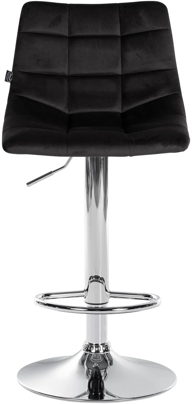 Tabouret de bar x1 moderne en velours noir motif matelassé piètement trompette métal chromé 10_0005655
