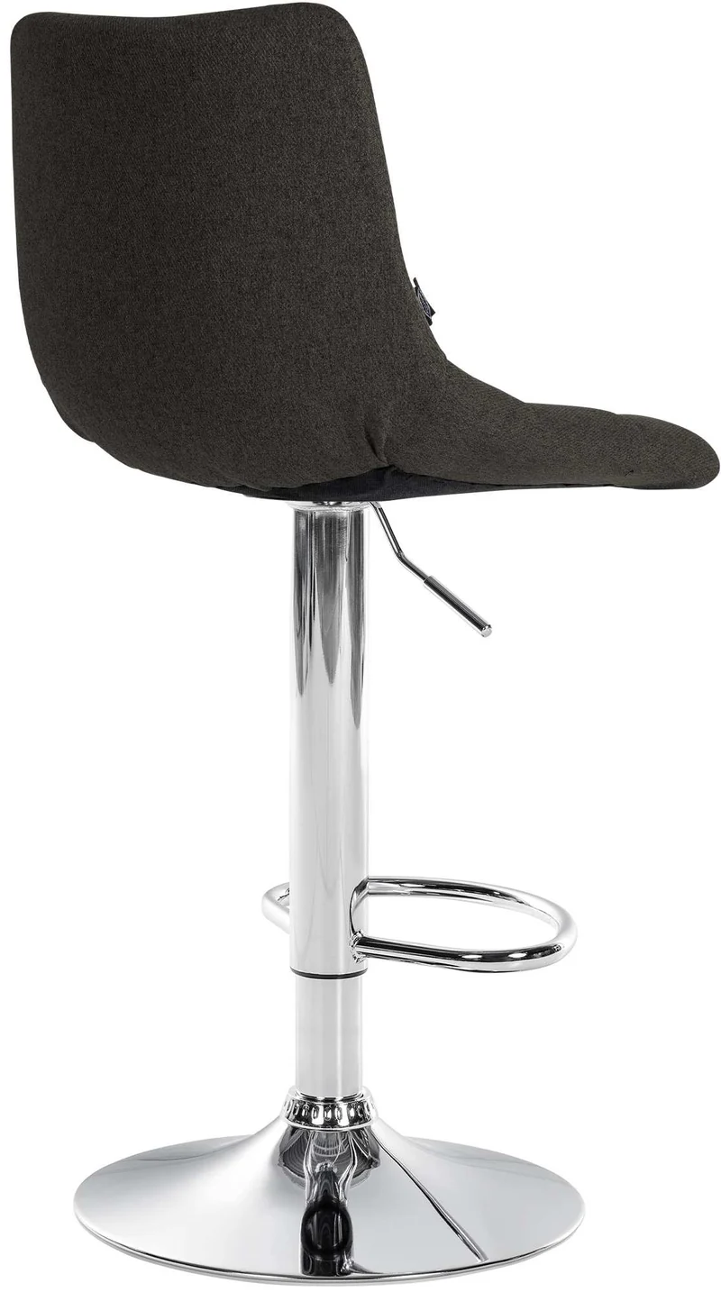Tabouret de bar x1 moderne en tissu gris foncé motif matelassé piètement trompette métal chromé 10_0005653