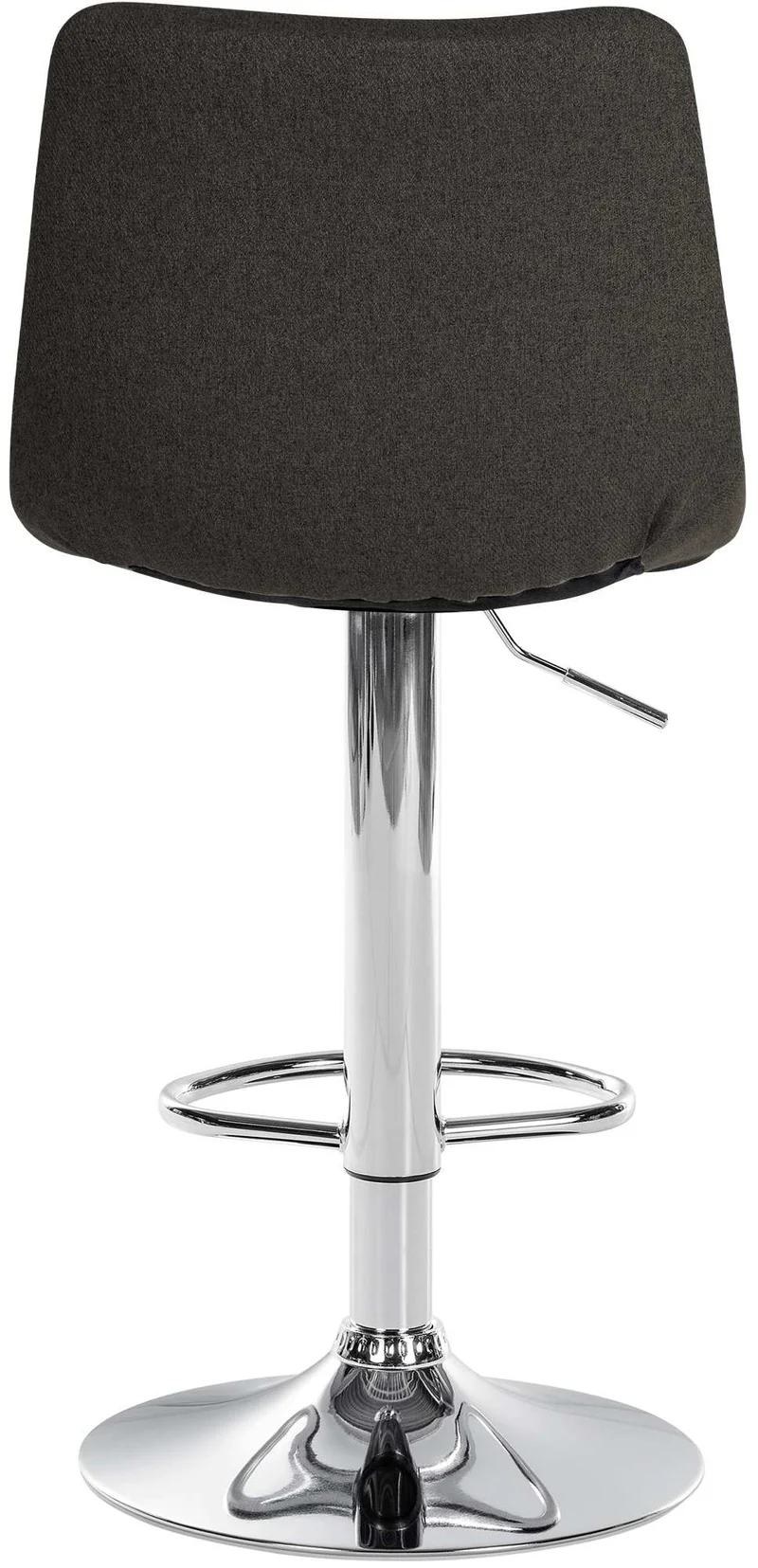 Tabouret de bar x1 moderne en tissu gris foncé motif matelassé piètement trompette métal chromé 10_0005653