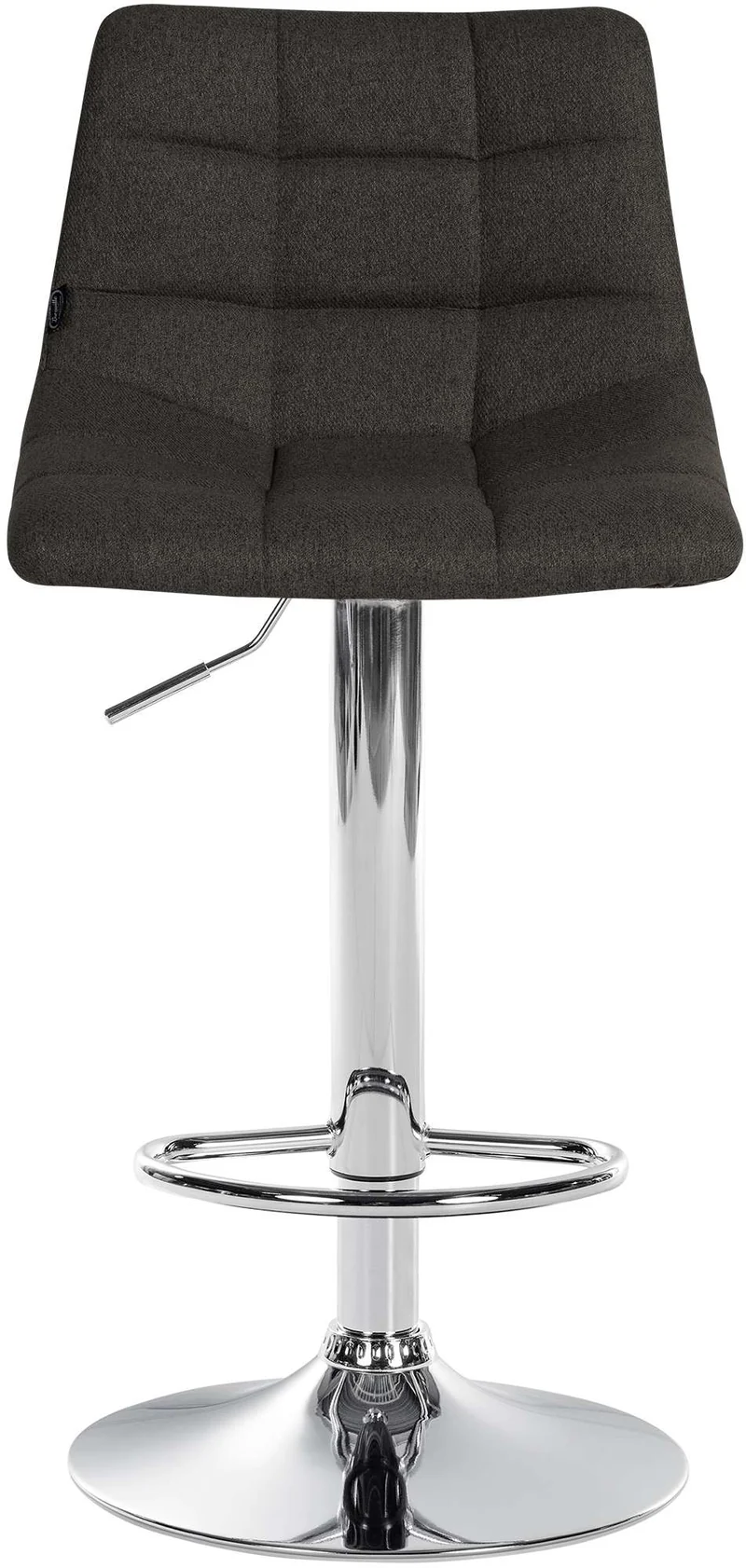 Tabouret de bar x1 moderne en tissu gris foncé motif matelassé piètement trompette métal chromé 10_0005653