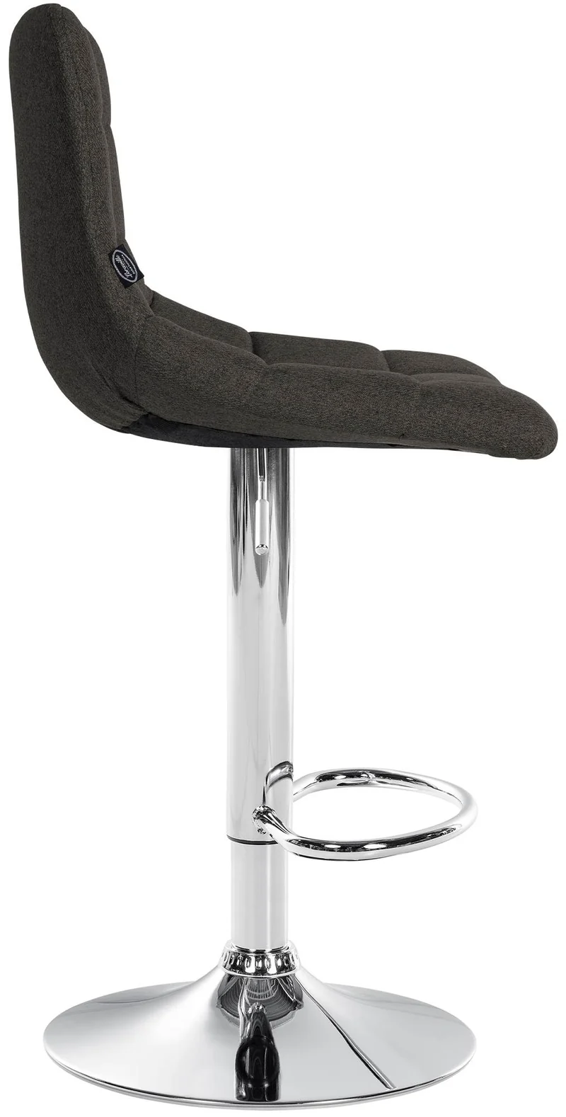 Tabouret de bar x1 moderne en tissu gris foncé motif matelassé piètement trompette métal chromé 10_0005653