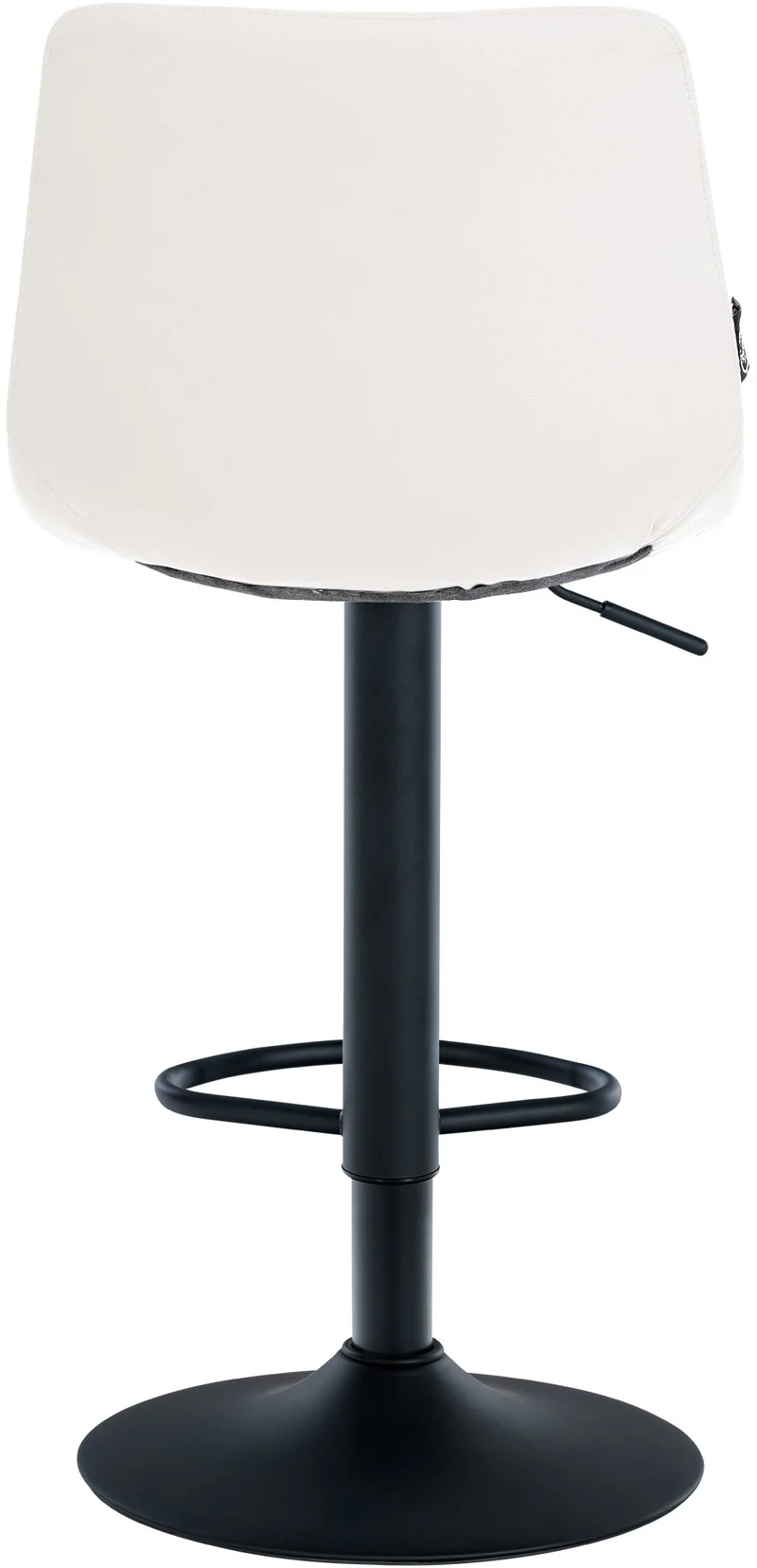 Tabouret de bar x1 moderne en PVC blanc motif matelassé piètement trompette métal noir 10_0005650