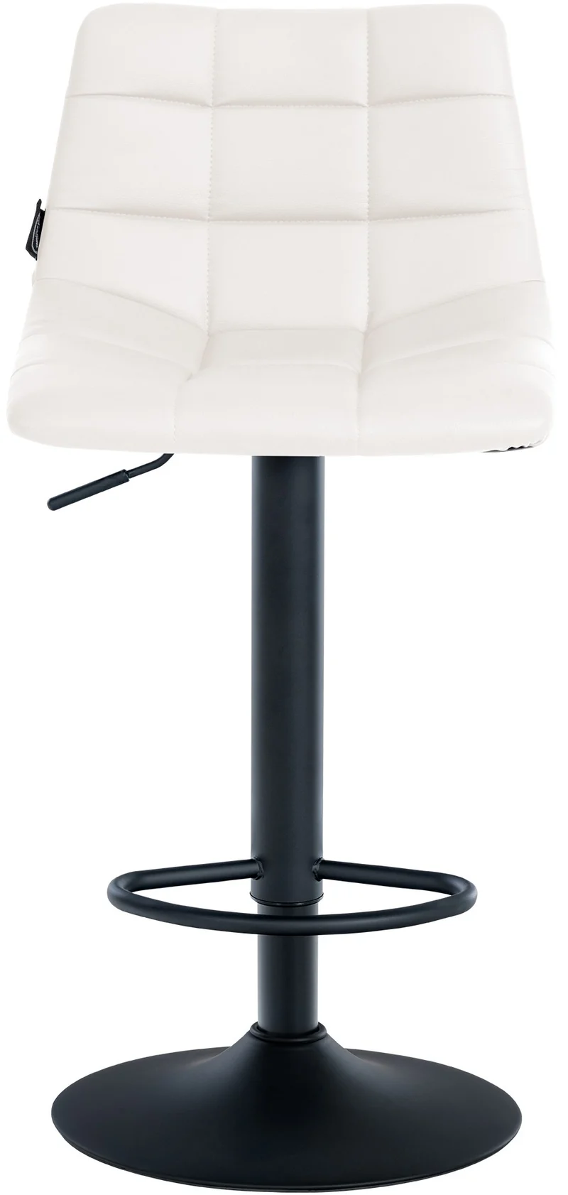 Tabouret de bar x1 moderne en PVC blanc motif matelassé piètement trompette métal noir 10_0005650