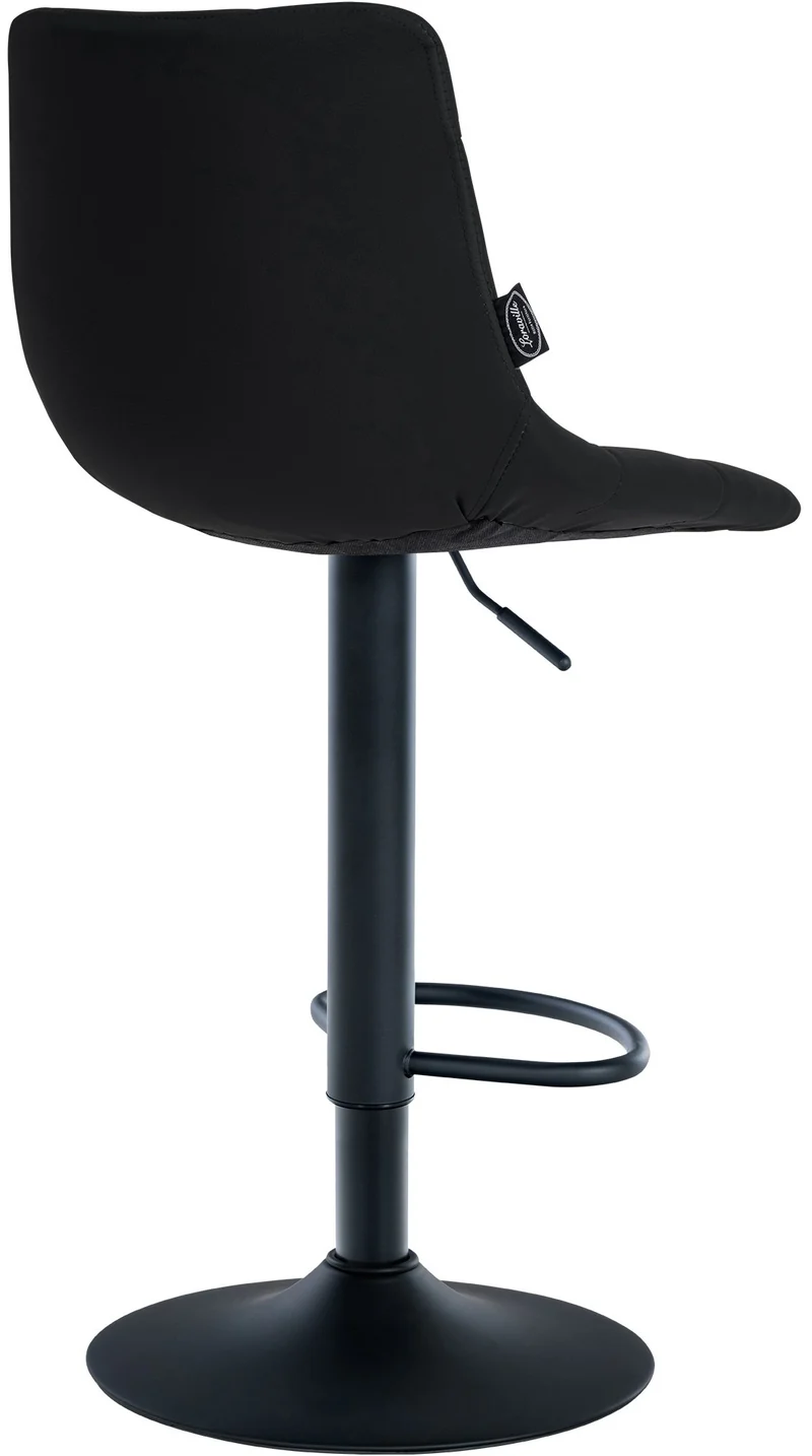 Tabouret de bar x1 moderne en PVC noir motif matelassé piètement trompette métal noir 10_0005649