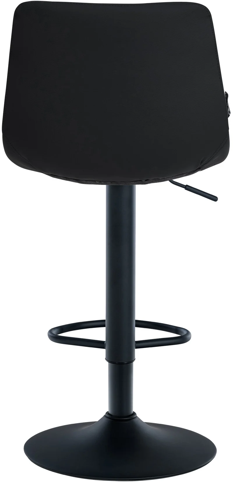 Tabouret de bar x1 moderne en PVC noir motif matelassé piètement trompette métal noir 10_0005649