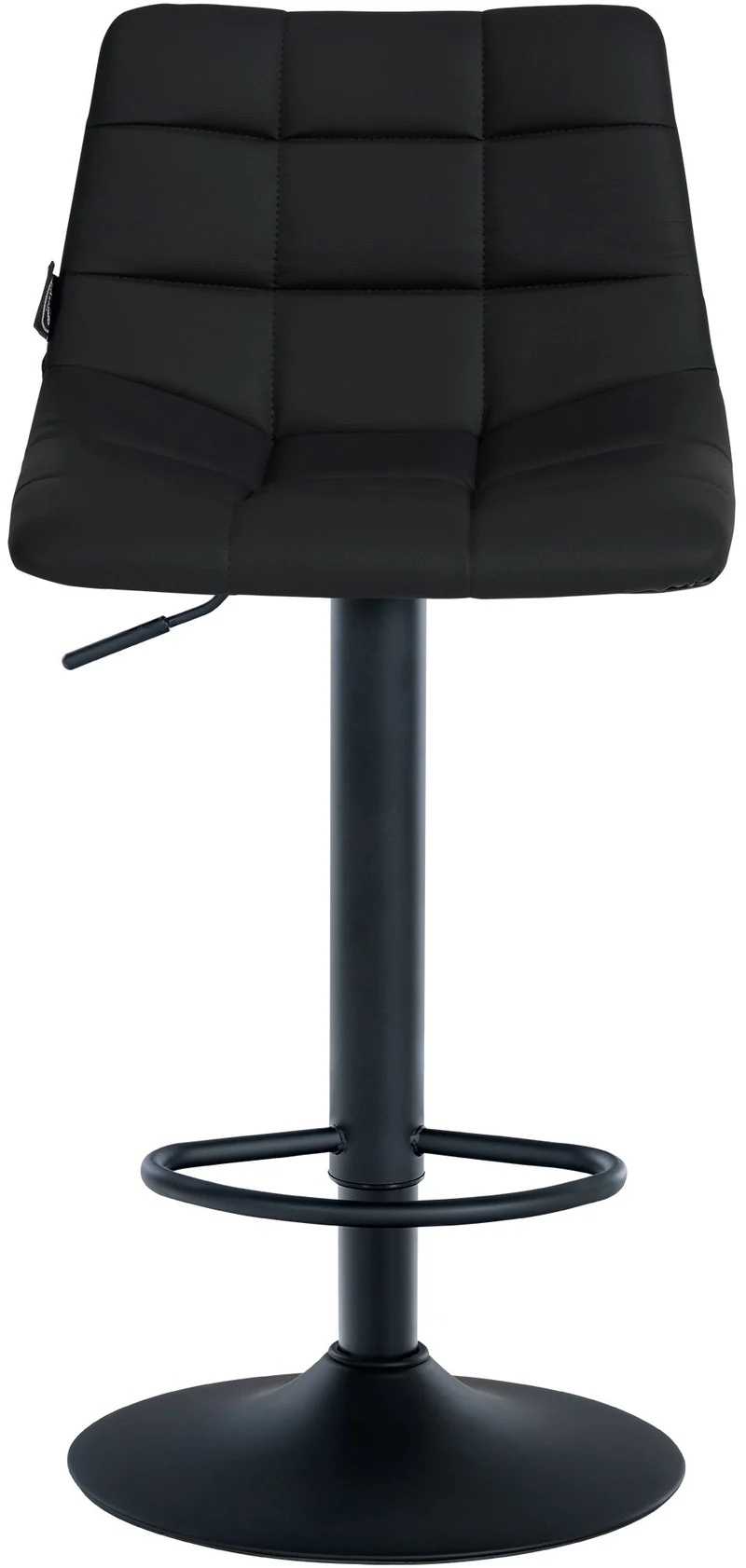 Tabouret de bar x1 moderne en PVC noir motif matelassé piètement trompette métal noir 10_0005649
