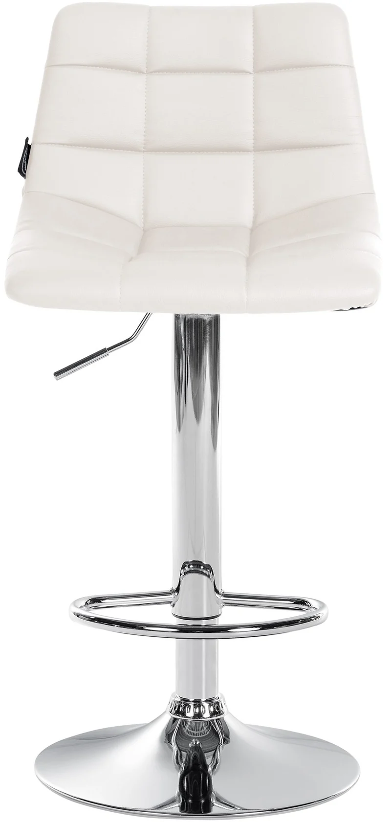 Tabouret de bar x1 moderne en PVC blanc motif matelassé piètement trompette métal chromé 10_0005647