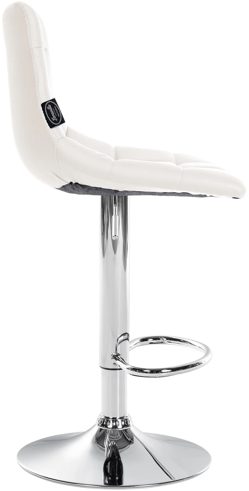 Tabouret de bar x1 moderne en PVC blanc motif matelassé piètement trompette métal chromé 10_0005647