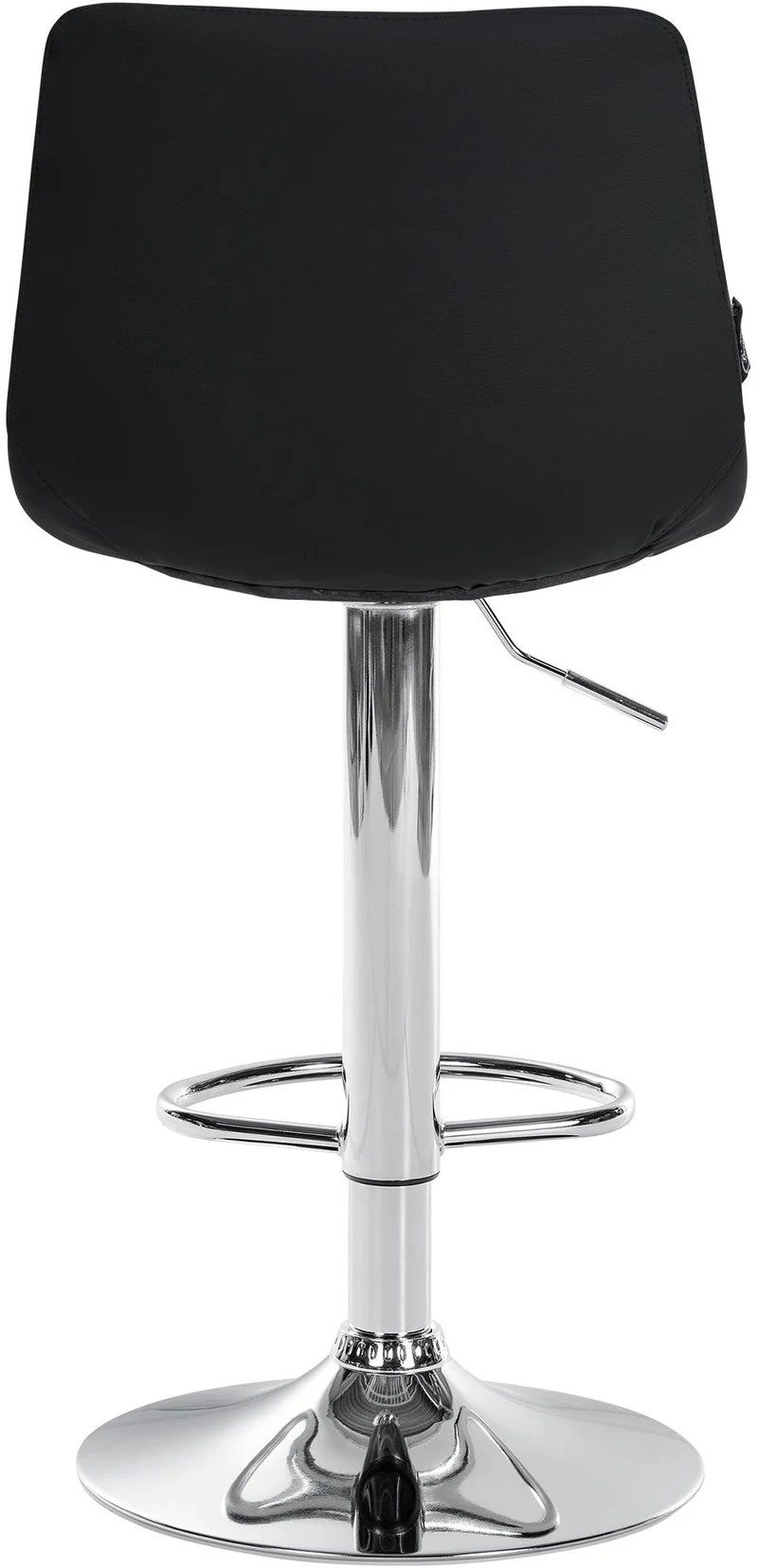 Tabouret de bar x1 moderne en PVC noir motif matelassé piètement trompette métal chromé 10_0005646