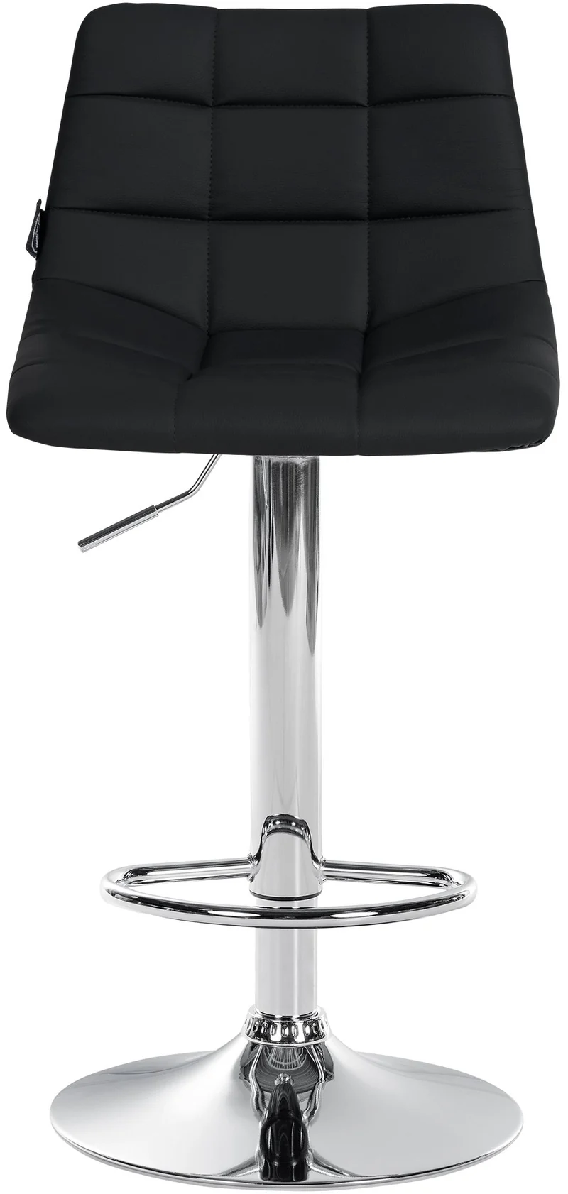 Tabouret de bar x1 moderne en PVC noir motif matelassé piètement trompette métal chromé 10_0005646