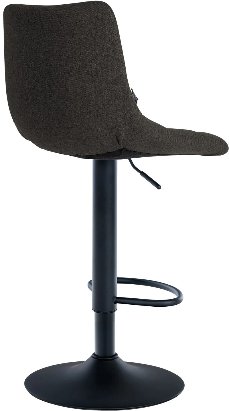 Tabouret de bar x1 moderne en tissu gris foncé motif matelassé piètement trompette métal noir 10_0005644