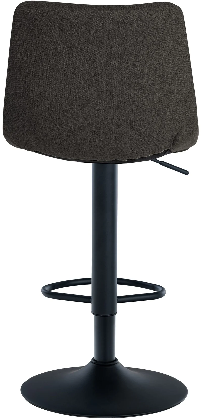 Tabouret de bar x1 moderne en tissu gris foncé motif matelassé piètement trompette métal noir 10_0005644