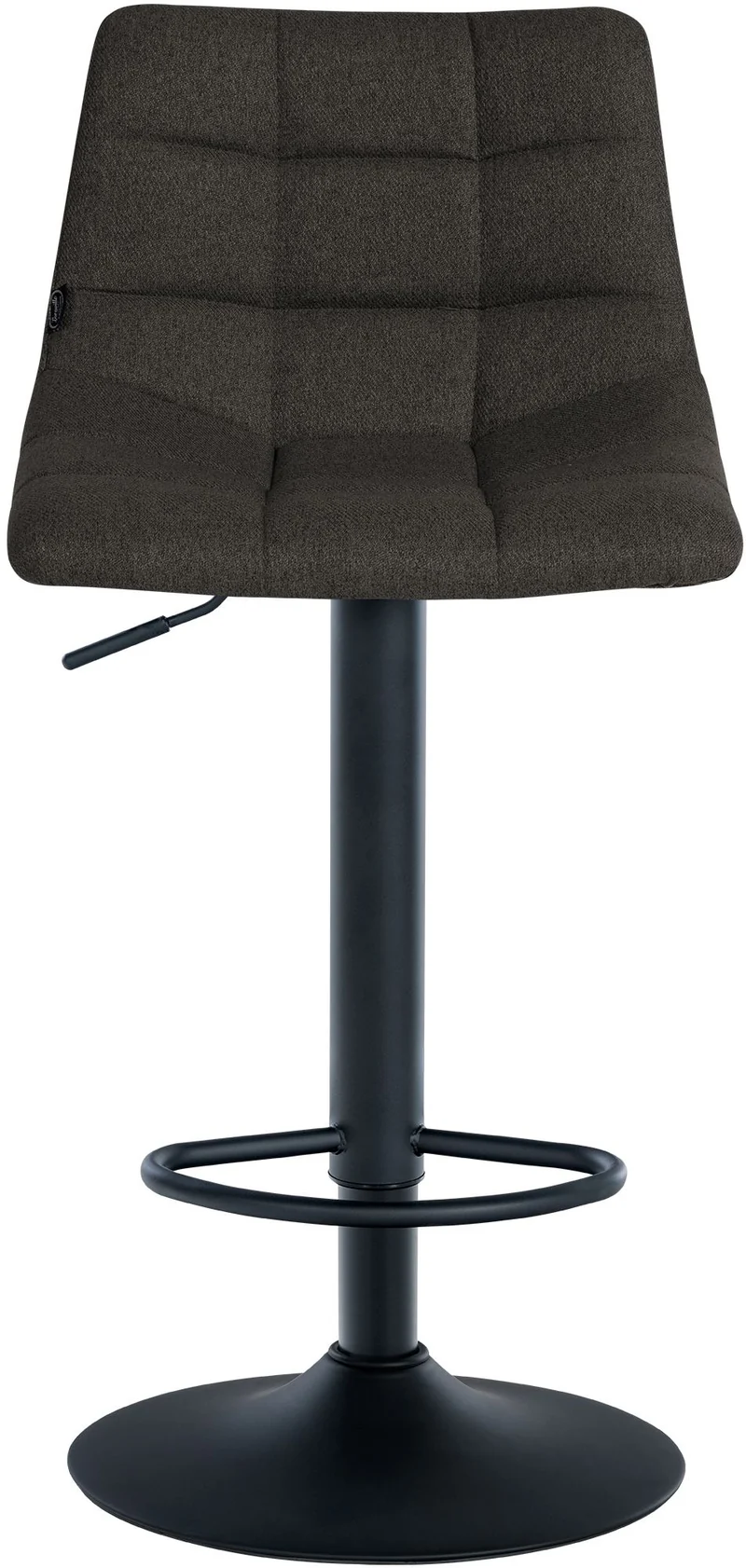 Tabouret de bar x1 moderne en tissu gris foncé motif matelassé piètement trompette métal noir 10_0005644
