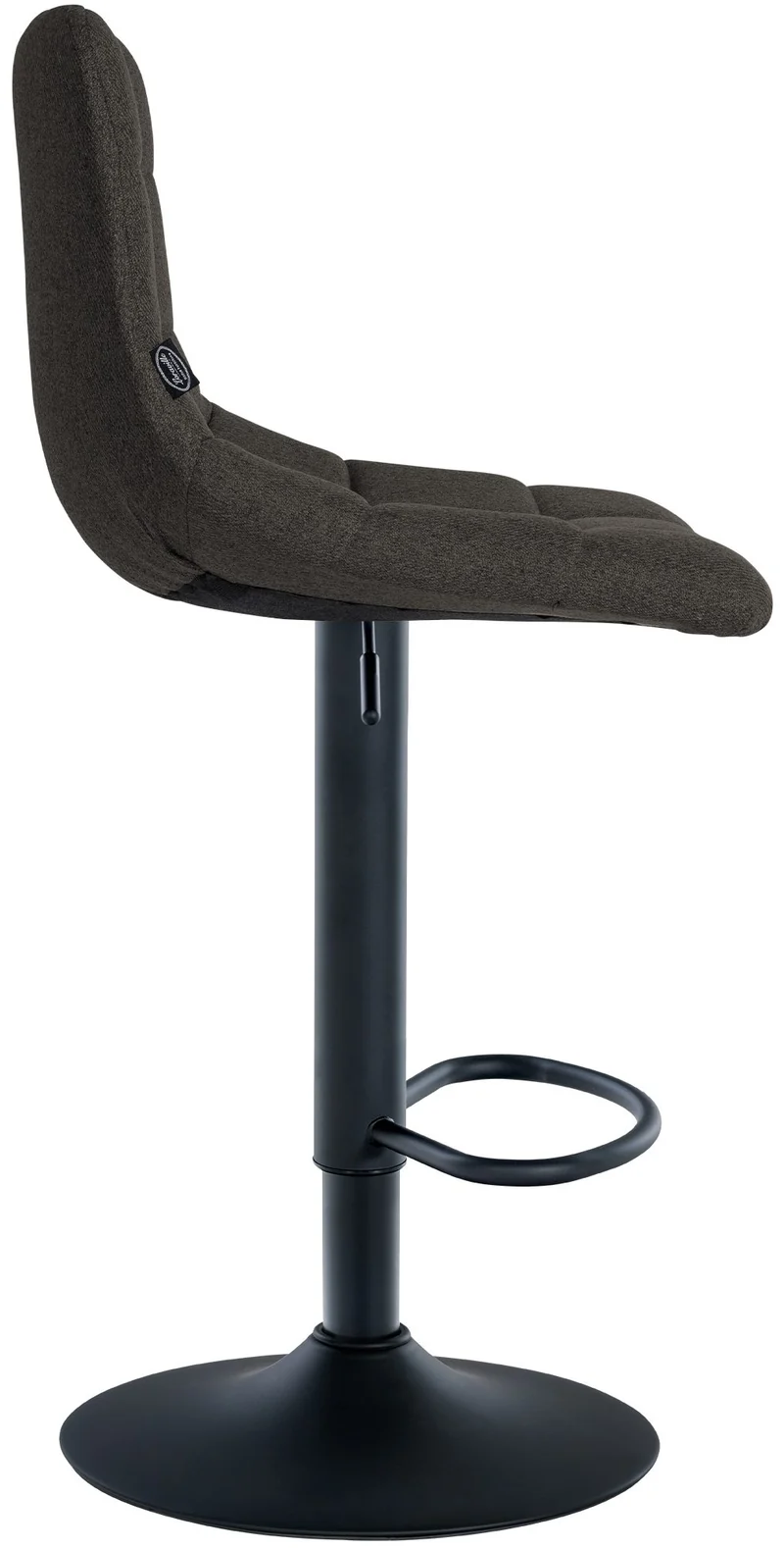 Tabouret de bar x1 moderne en tissu gris foncé motif matelassé piètement trompette métal noir 10_0005644