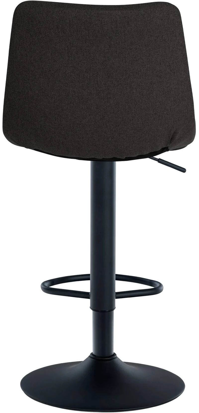 Tabouret de bar x1 moderne en tissu noir motif matelassé piètement trompette métal noir 10_0005643
