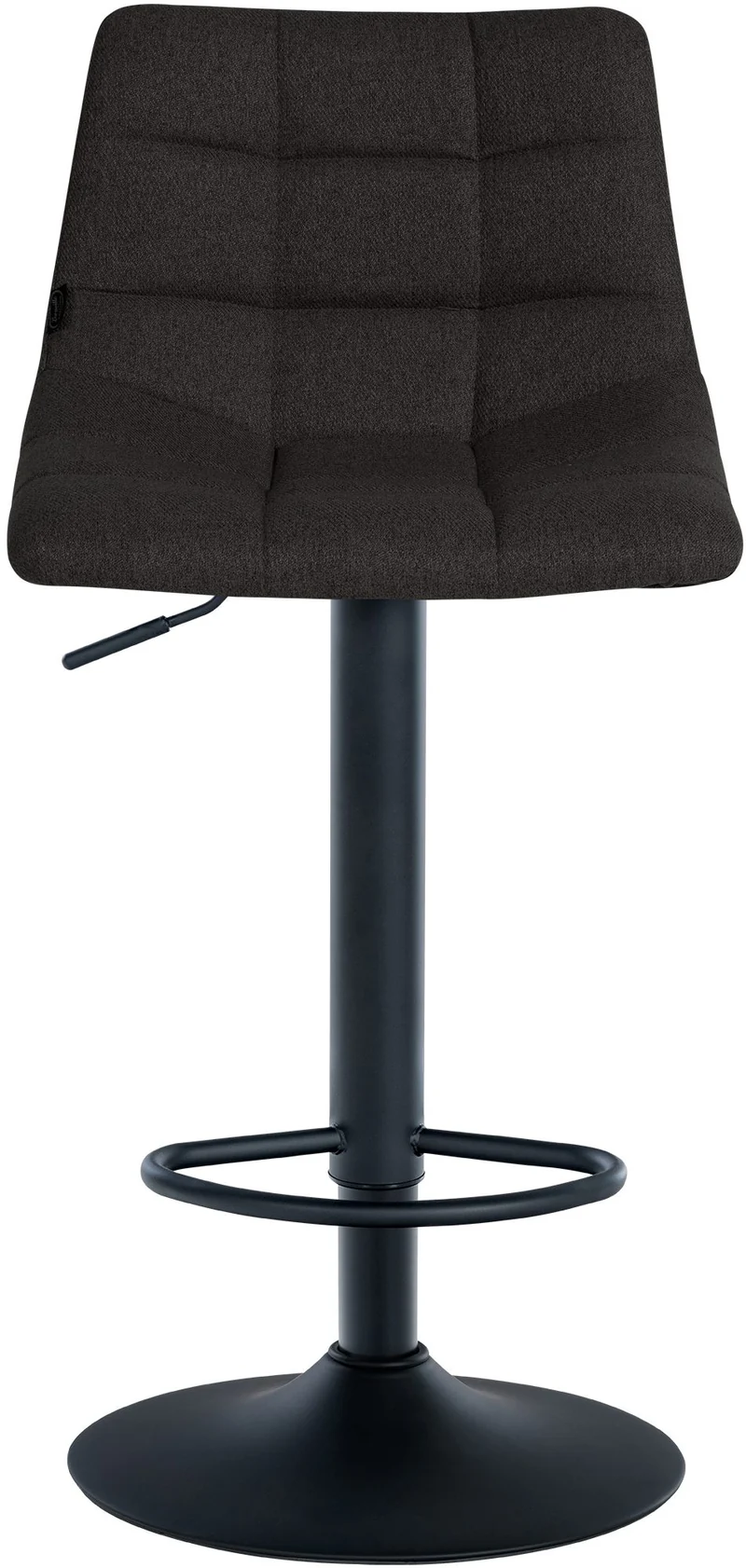 Tabouret de bar x1 moderne en tissu noir motif matelassé piètement trompette métal noir 10_0005643