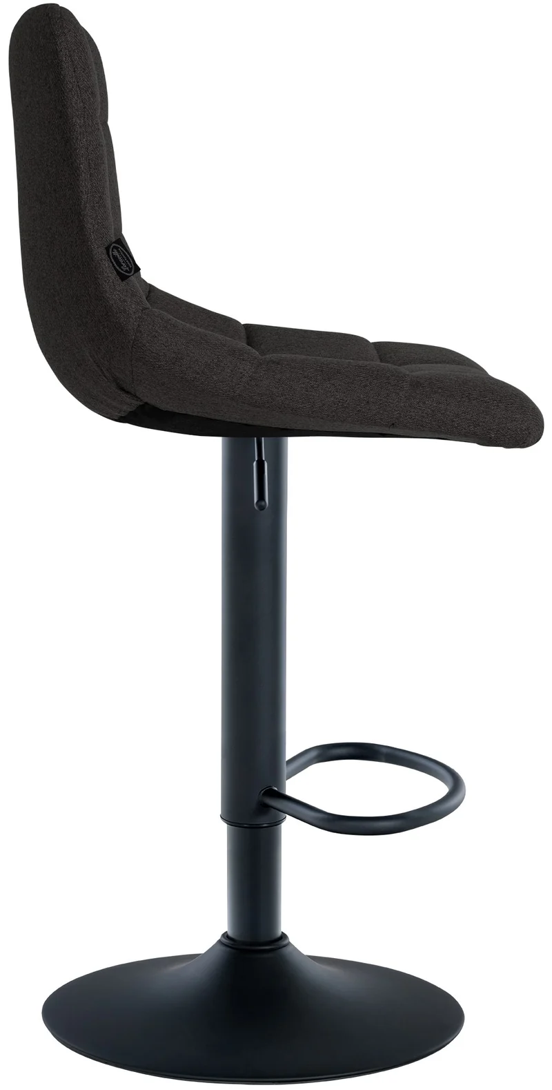 Tabouret de bar x1 moderne en tissu noir motif matelassé piètement trompette métal noir 10_0005643