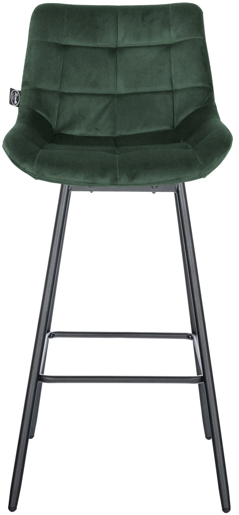 Tabouret de bar x1 pivotant en velours matelassé vert foncé cadre robuste à quatre pieds métal noir 10_0005742