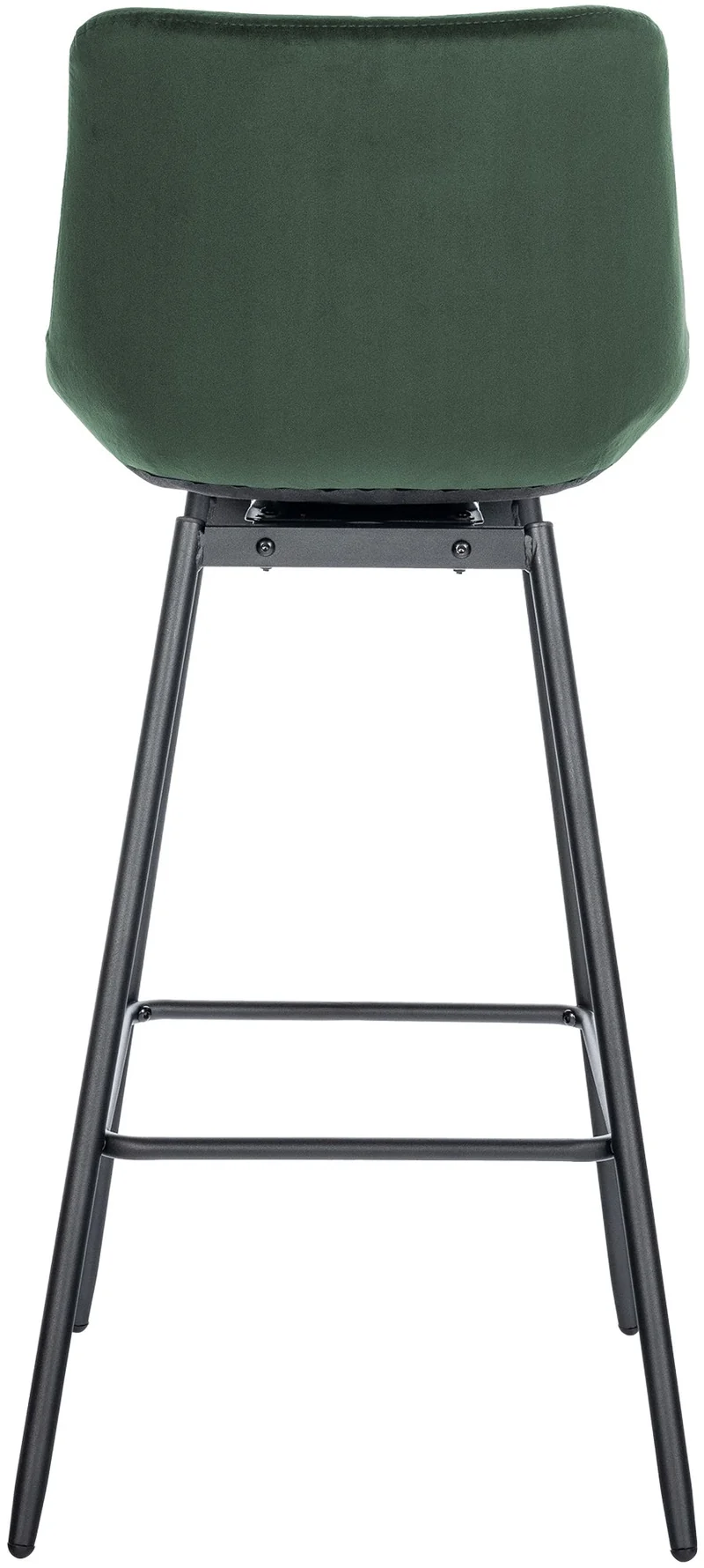 Tabouret de bar x1 pivotant en velours matelassé vert foncé cadre robuste à quatre pieds métal noir 10_0005742