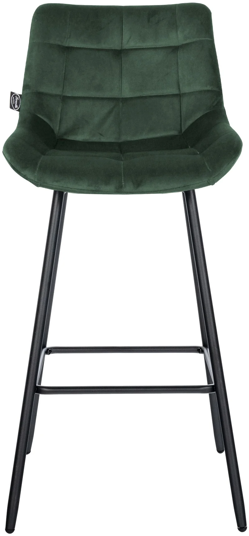 Tabouret de bar x1 en velours matelassé vert foncé cadre robuste à quatre pieds métal noir 10_0005628