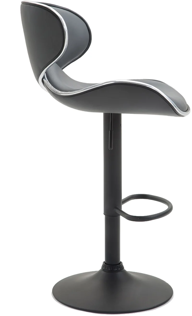 Tabouret de bar x1 sièges modernes aux lignes ondulées en PVC gris pied trompette métal noir 10_0005680