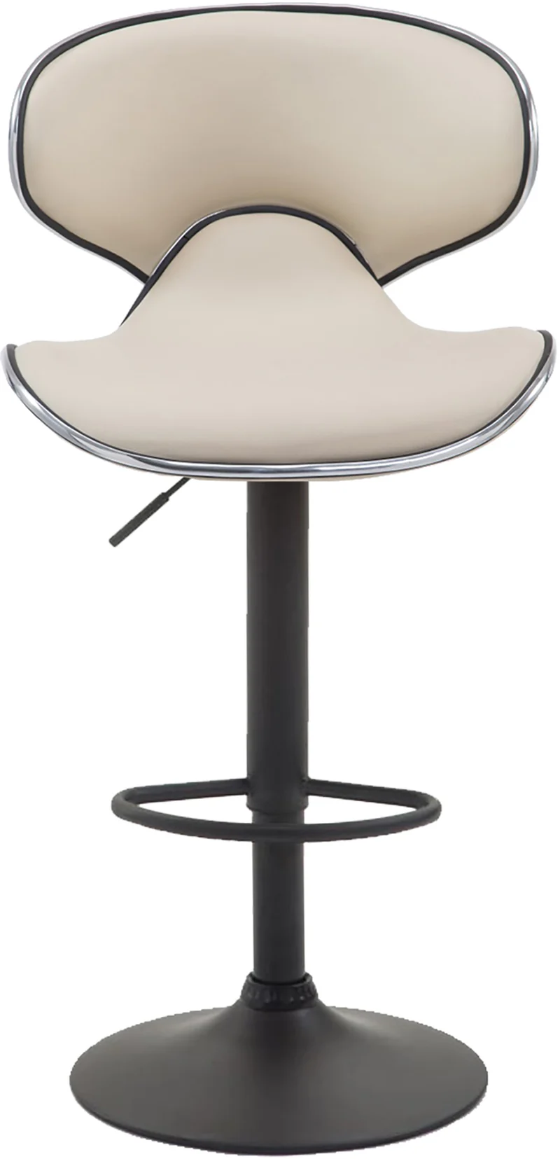 Tabouret de bar x1 sièges modernes aux lignes ondulées en PVC crème pied trompette métal noir 10_0005679