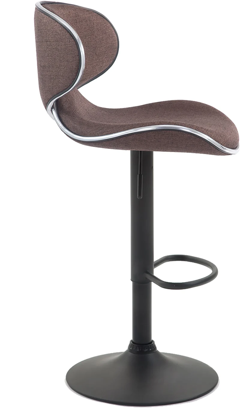 Tabouret de bar x1 sièges modernes aux lignes ondulées en tissu marron pied trompette métal noir 10_0005676