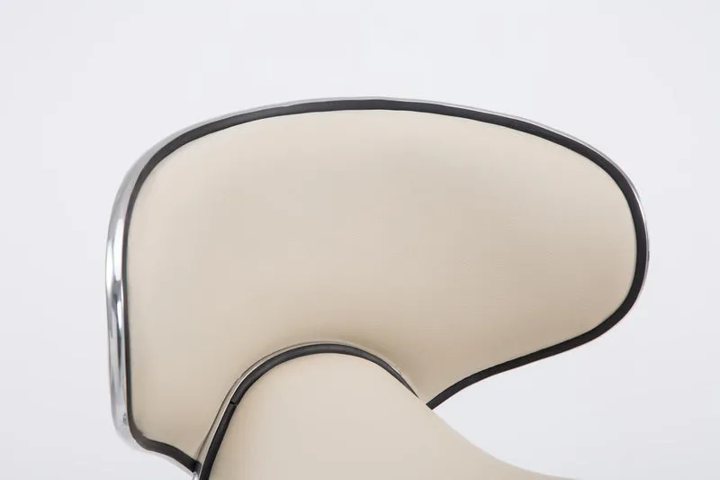 Tabouret de bar x1 sièges modernes aux lignes ondulées en PVC crème pied trompette métal chromé 10_0005675