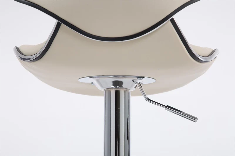 Tabouret de bar x1 sièges modernes aux lignes ondulées en PVC crème pied trompette métal chromé 10_0005675