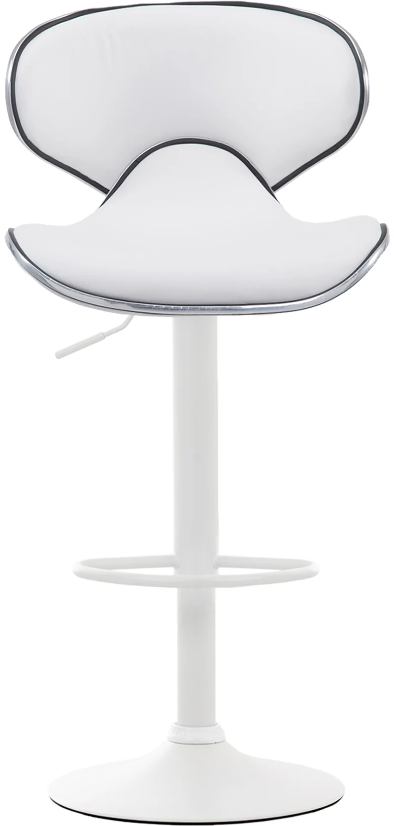 Tabouret de bar x1 sièges modernes aux lignes ondulées en PVC blanc pied trompette métal blanc 10_0005674