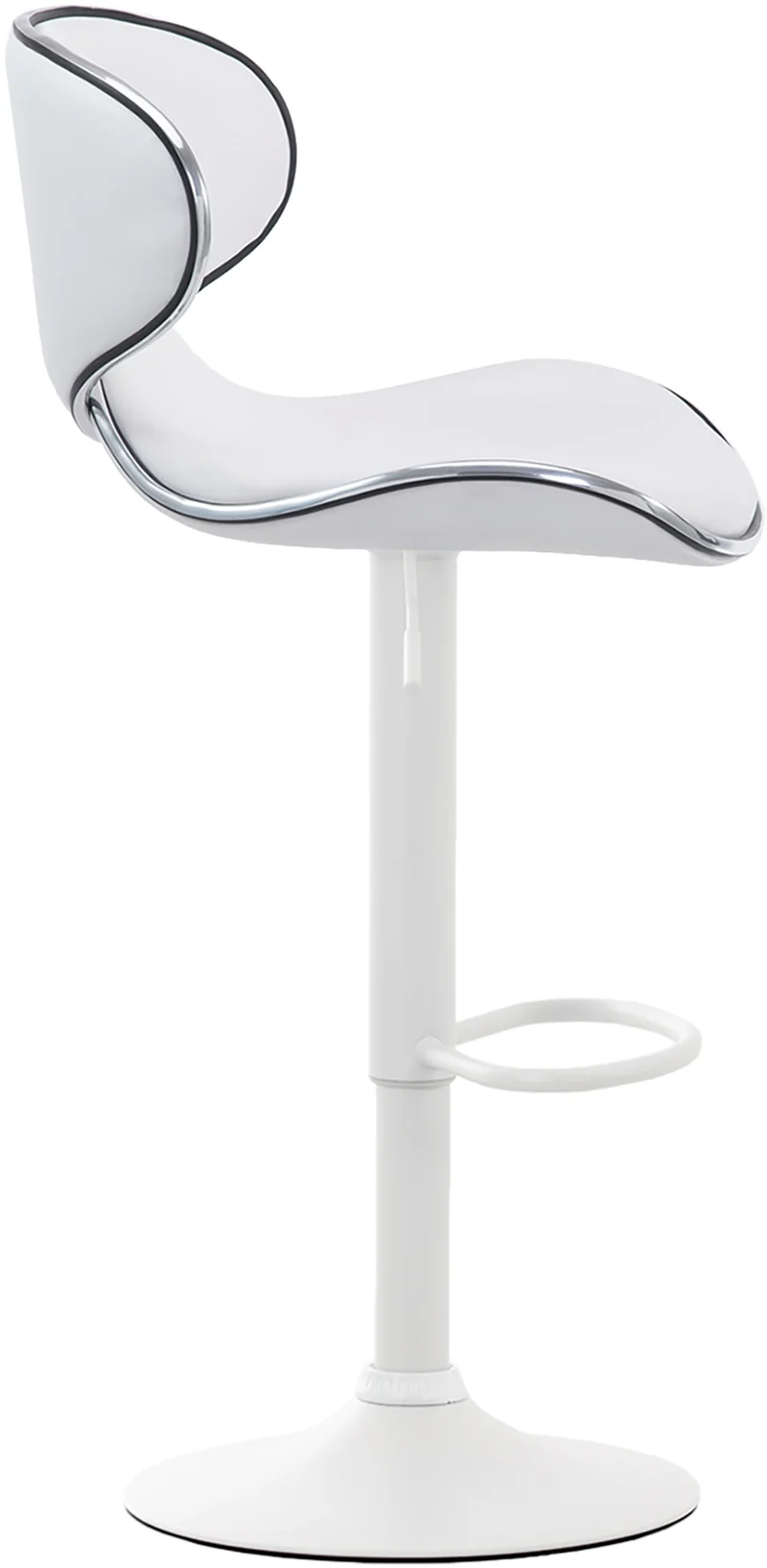 Tabouret de bar x1 sièges modernes aux lignes ondulées en PVC blanc pied trompette métal blanc 10_0005674