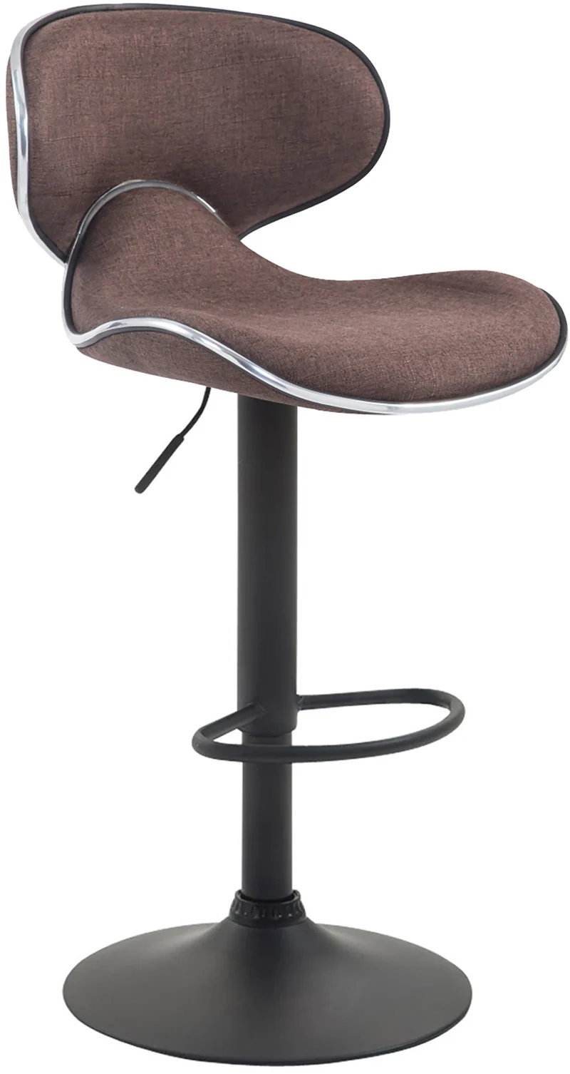 Lot de 2 tabourets de bar sièges modernes aux lignes ondulées en tissu marron pied trompette métal noir 10_0005573