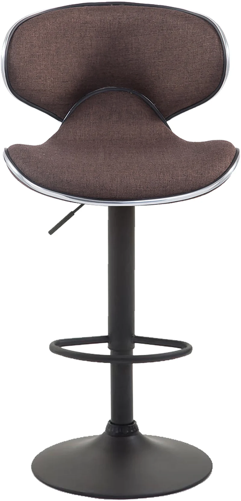 Lot de 2 tabourets de bar sièges modernes aux lignes ondulées en tissu marron pied trompette métal noir 10_0005573
