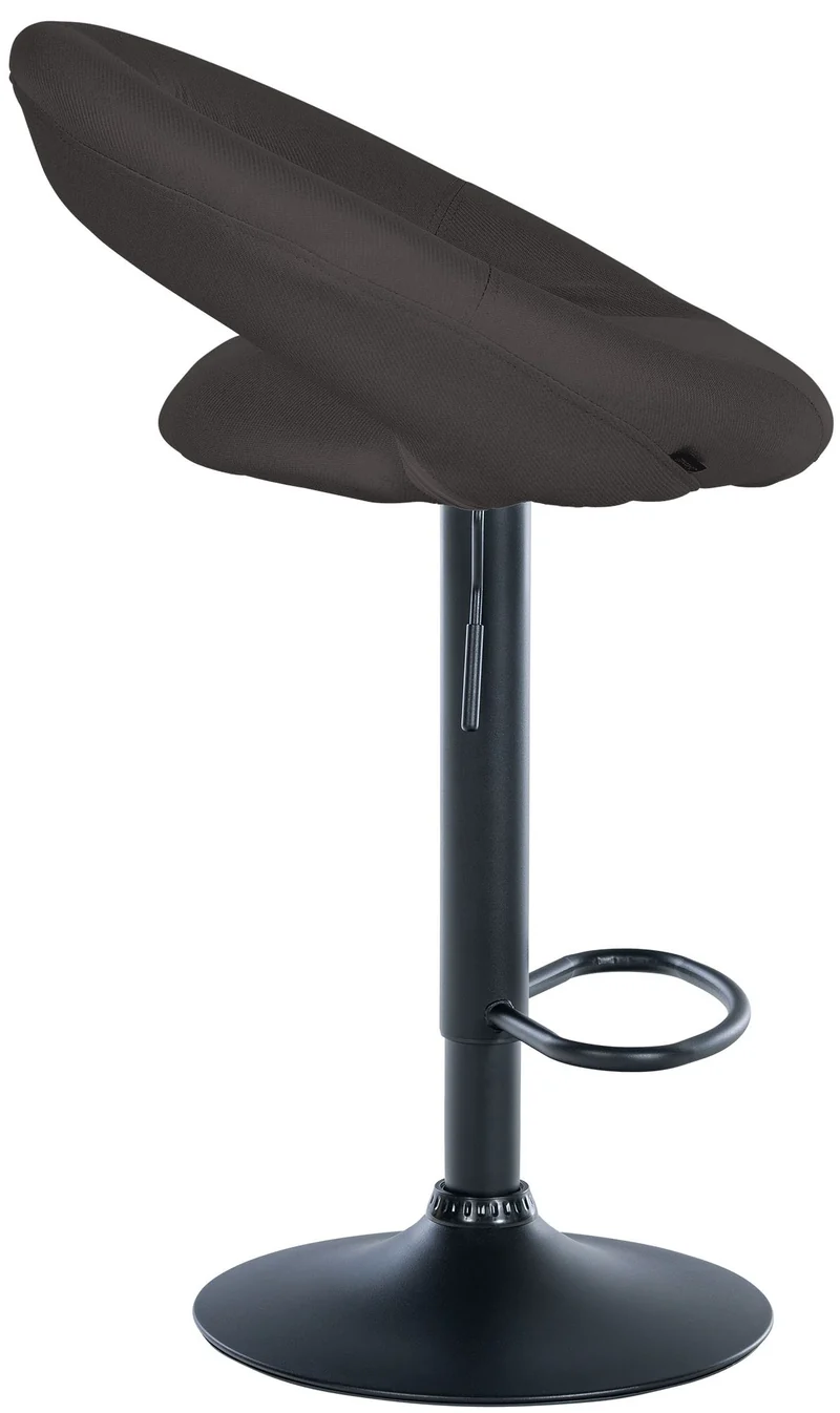 Lot de 2 tabourets de bar assise ronde et style contemporain en tissu gris foncé et métal noir 10_0006265